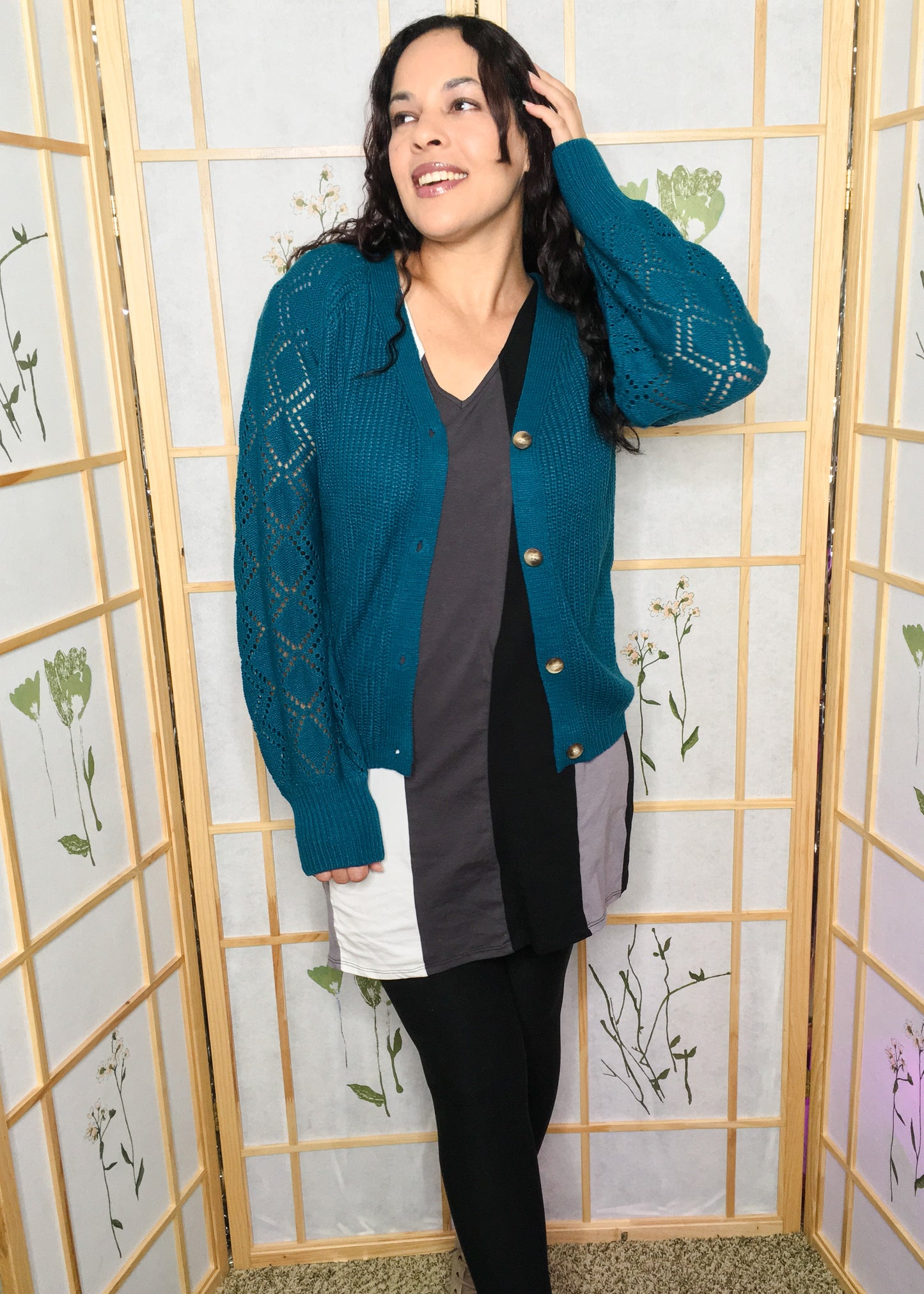The Hyacinth- Balloon Sleeve Cardigan
