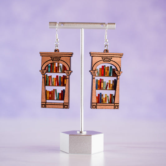 Bookcase Wooden Earrings