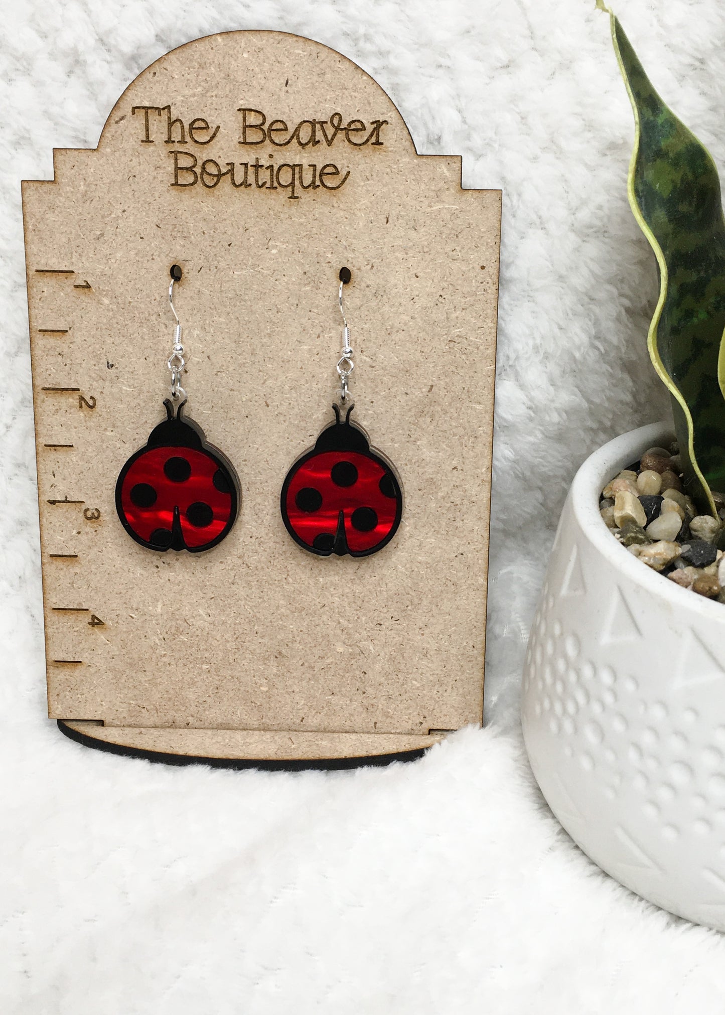 Ladybug Acrylic Earrings