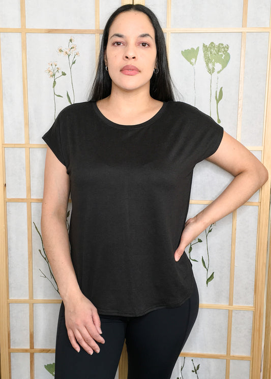 Eucomis Black short Sleeve Top