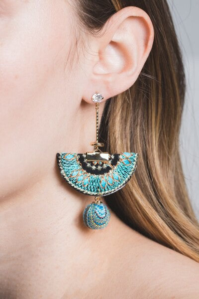 Fan Earrings - Teal