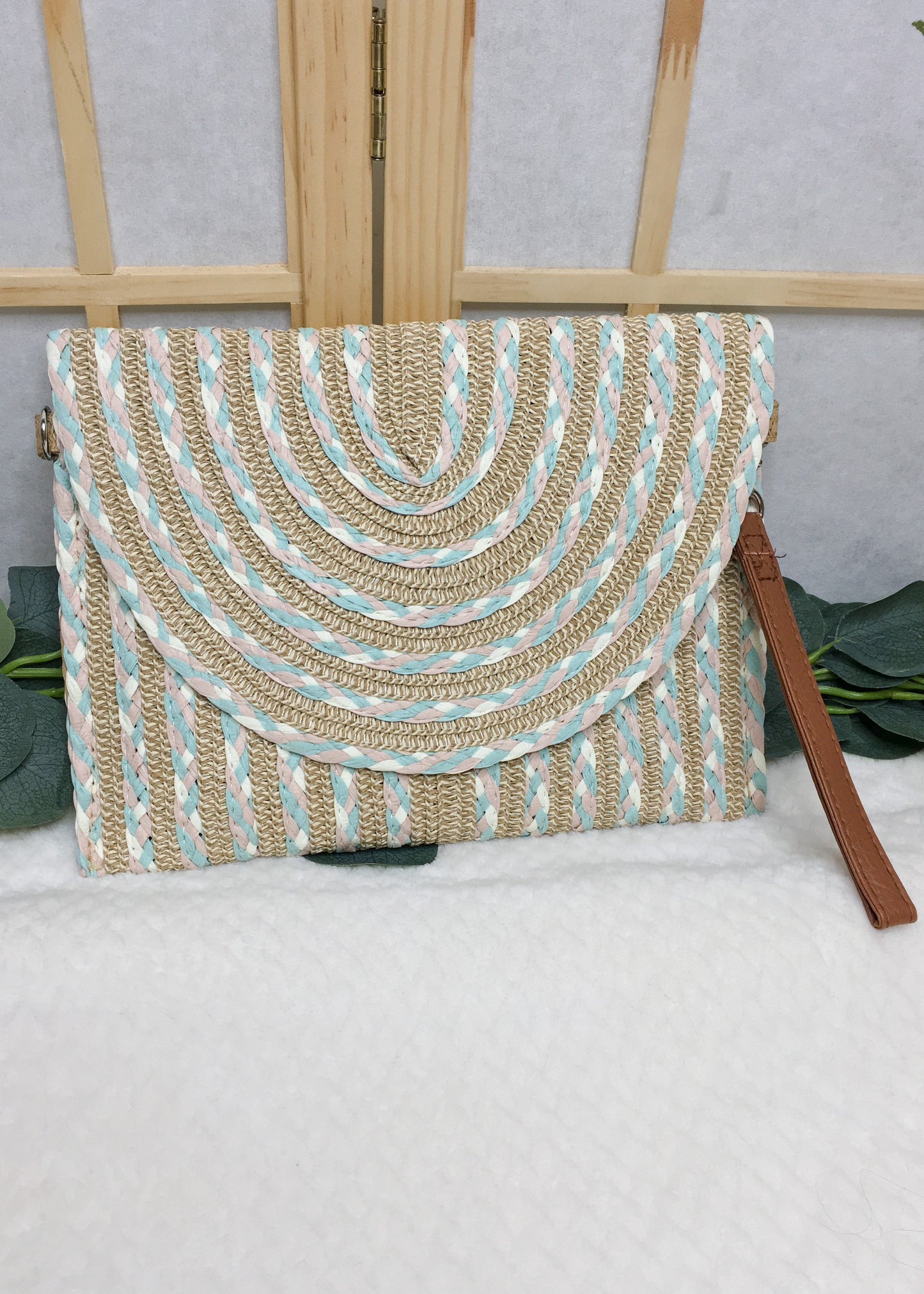 Woven Crossbody + Clutch Bag- Multi