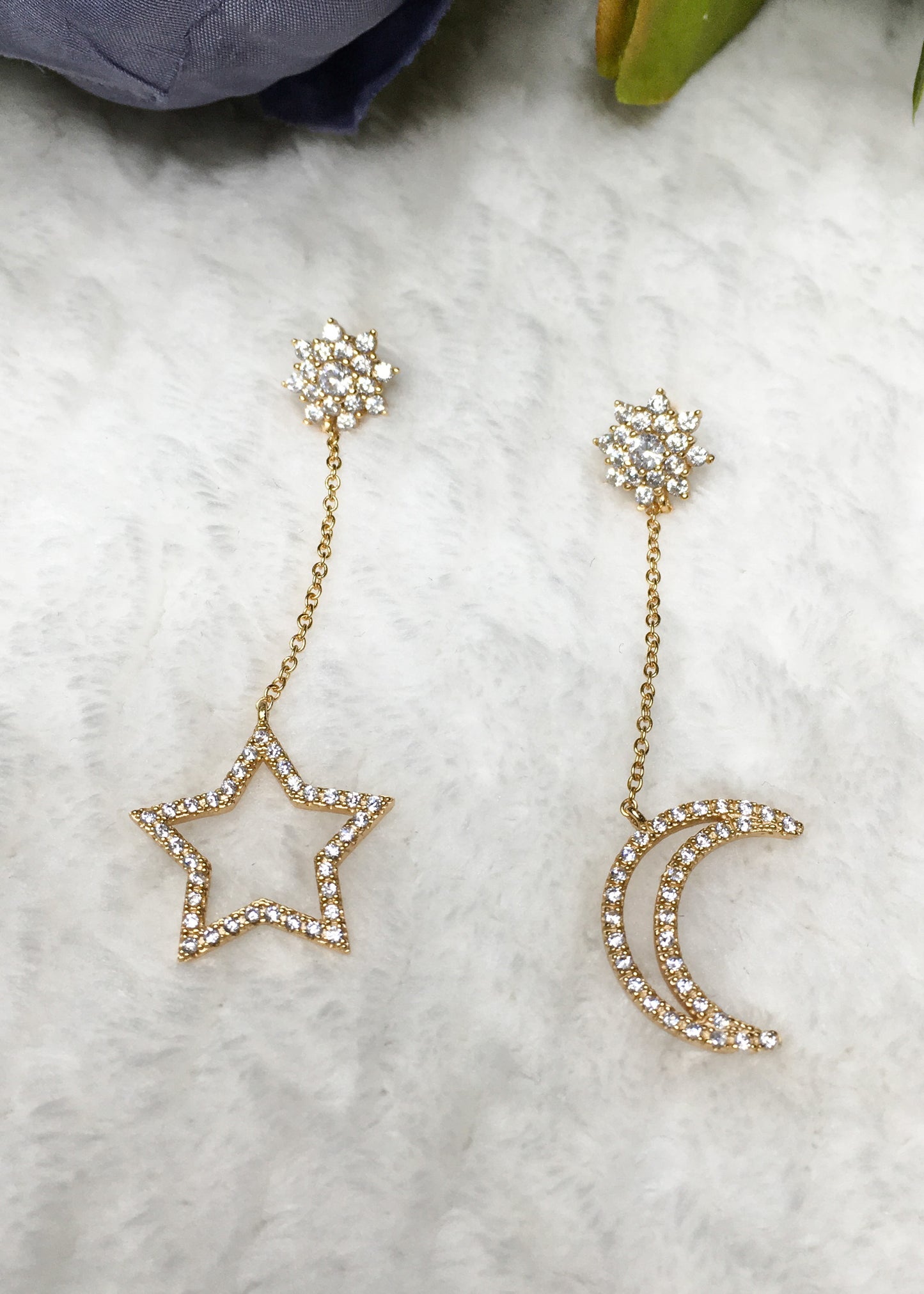 Moon and Star Earrings