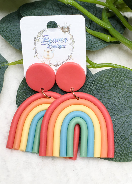 Clay Rainbow Earrings: Orange