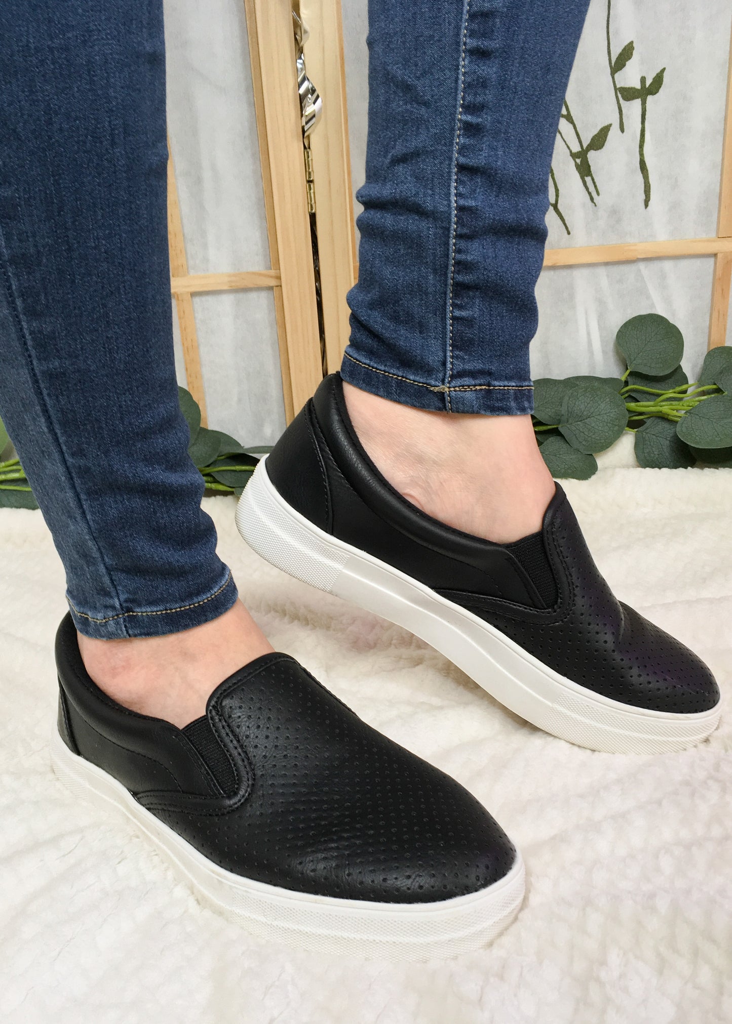 Black Perforated Sneakers