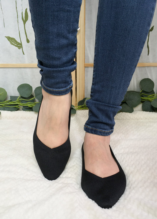 MIA Knit Black Pointy Flats
