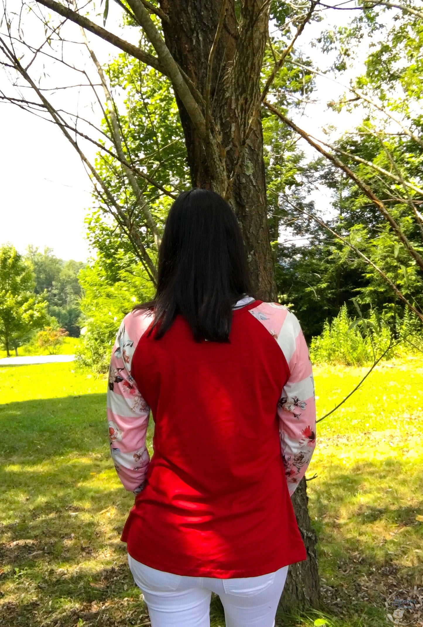 Floral Sleeve Top- Burgundy