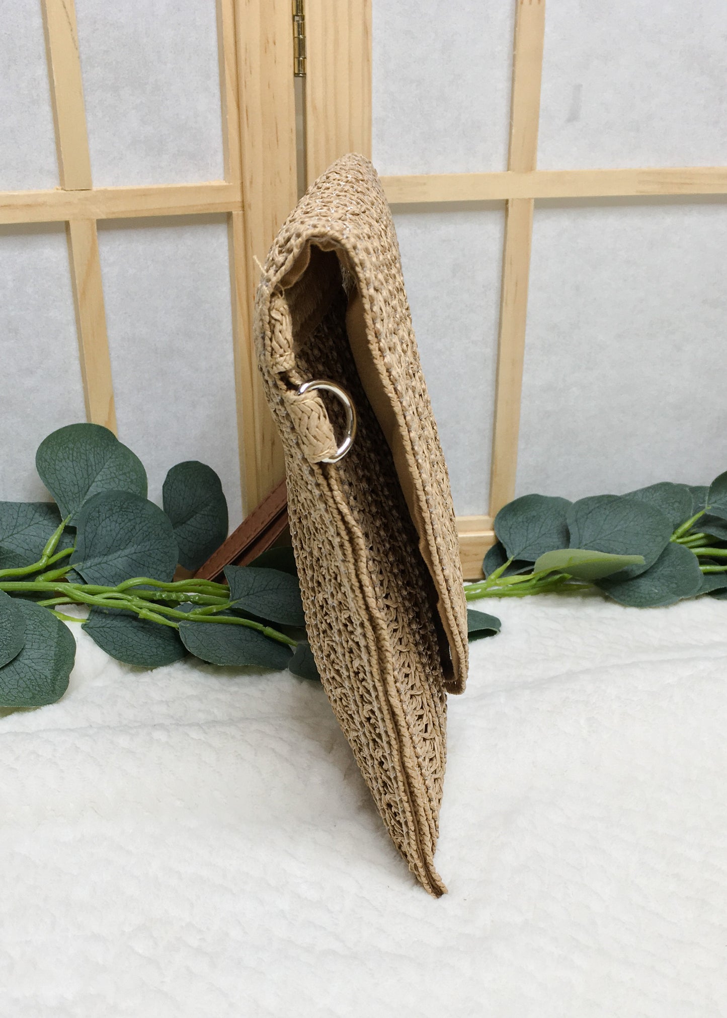 Woven Crossbody + Clutch Bag- Brown