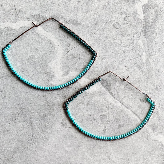 Pendulum Beaded Hoop Earrings