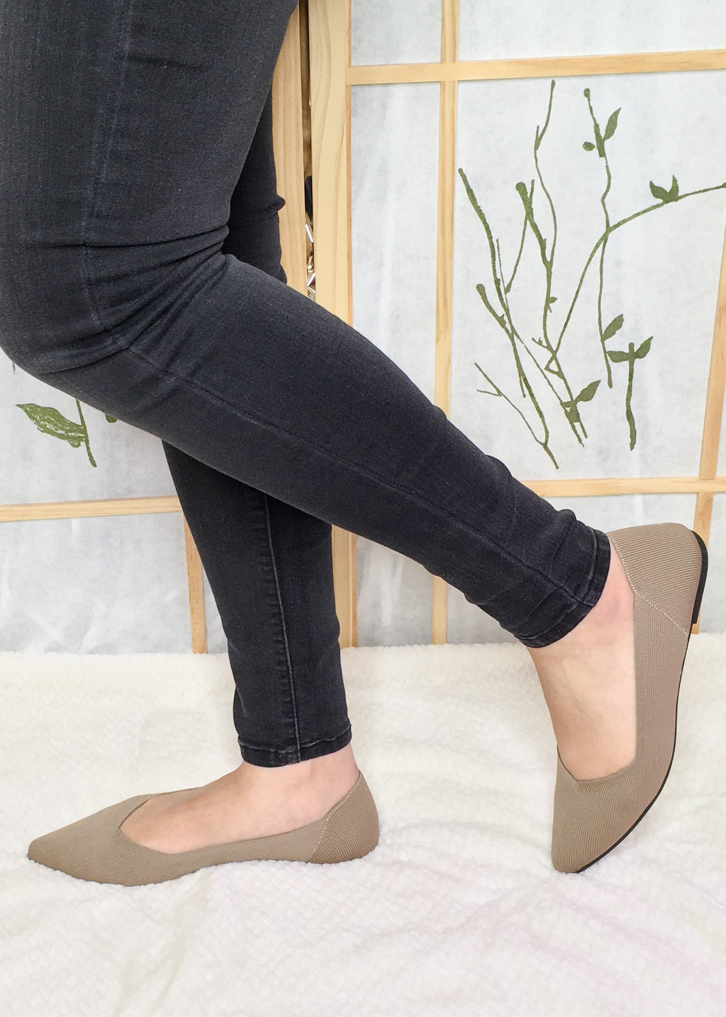 MIA Knit Dark Sand Pointy Flats