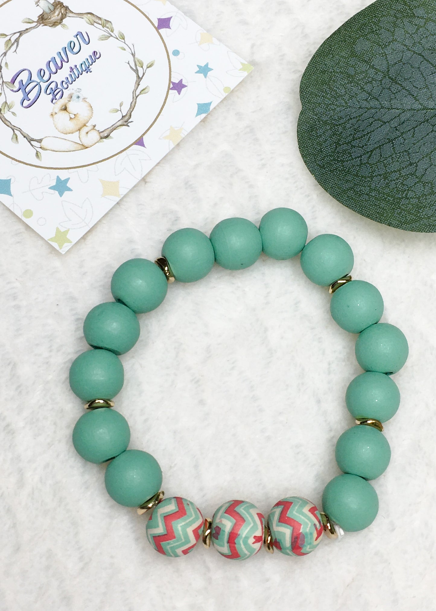 Wooden Bracelets: Teal
