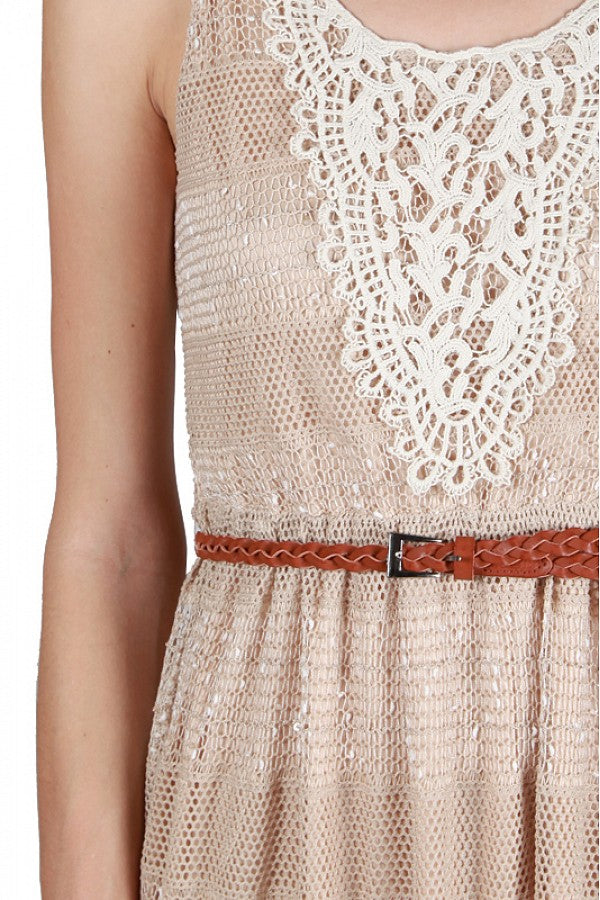 Catleya- Crochet Maxi Dress in Beige