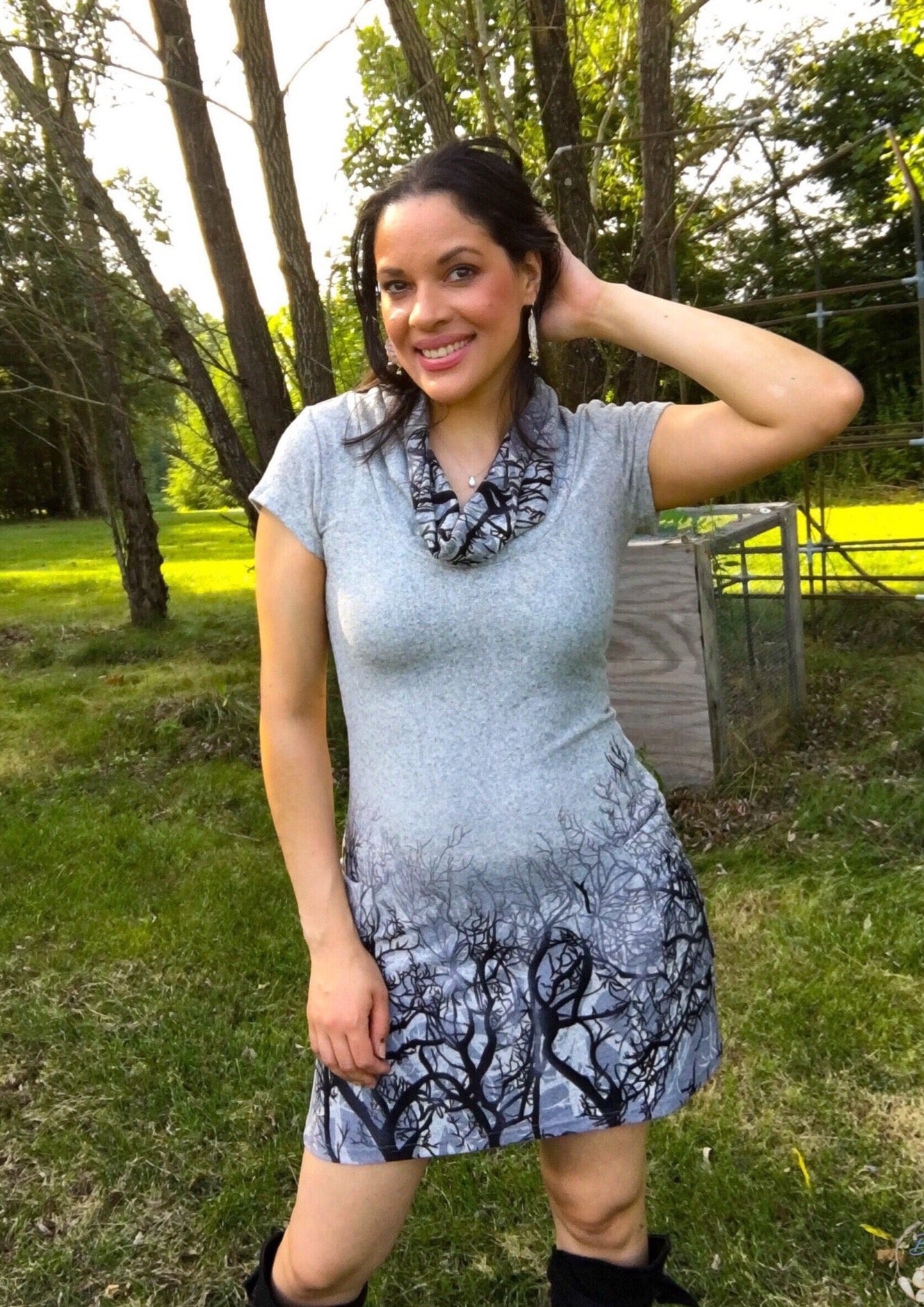 Winter Tree Cowl Dress