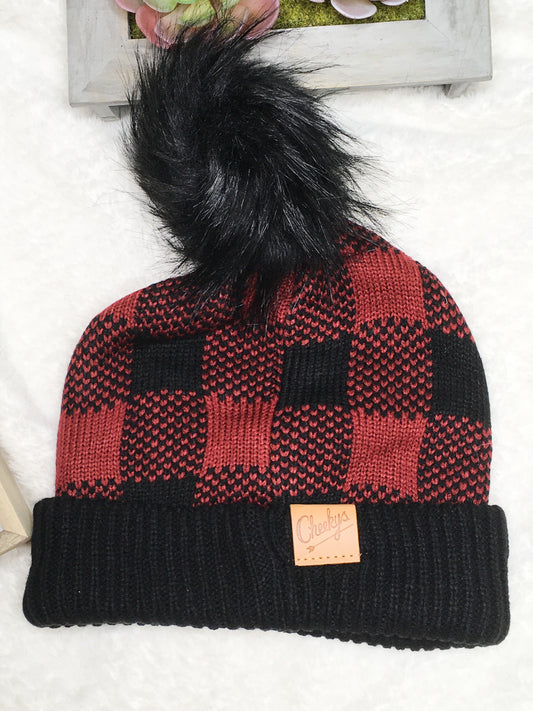 Buffalo Plaid Pom Pom- Beanie