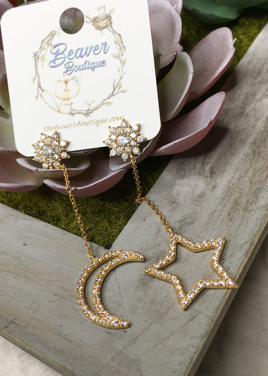 Moon and Star Earrings