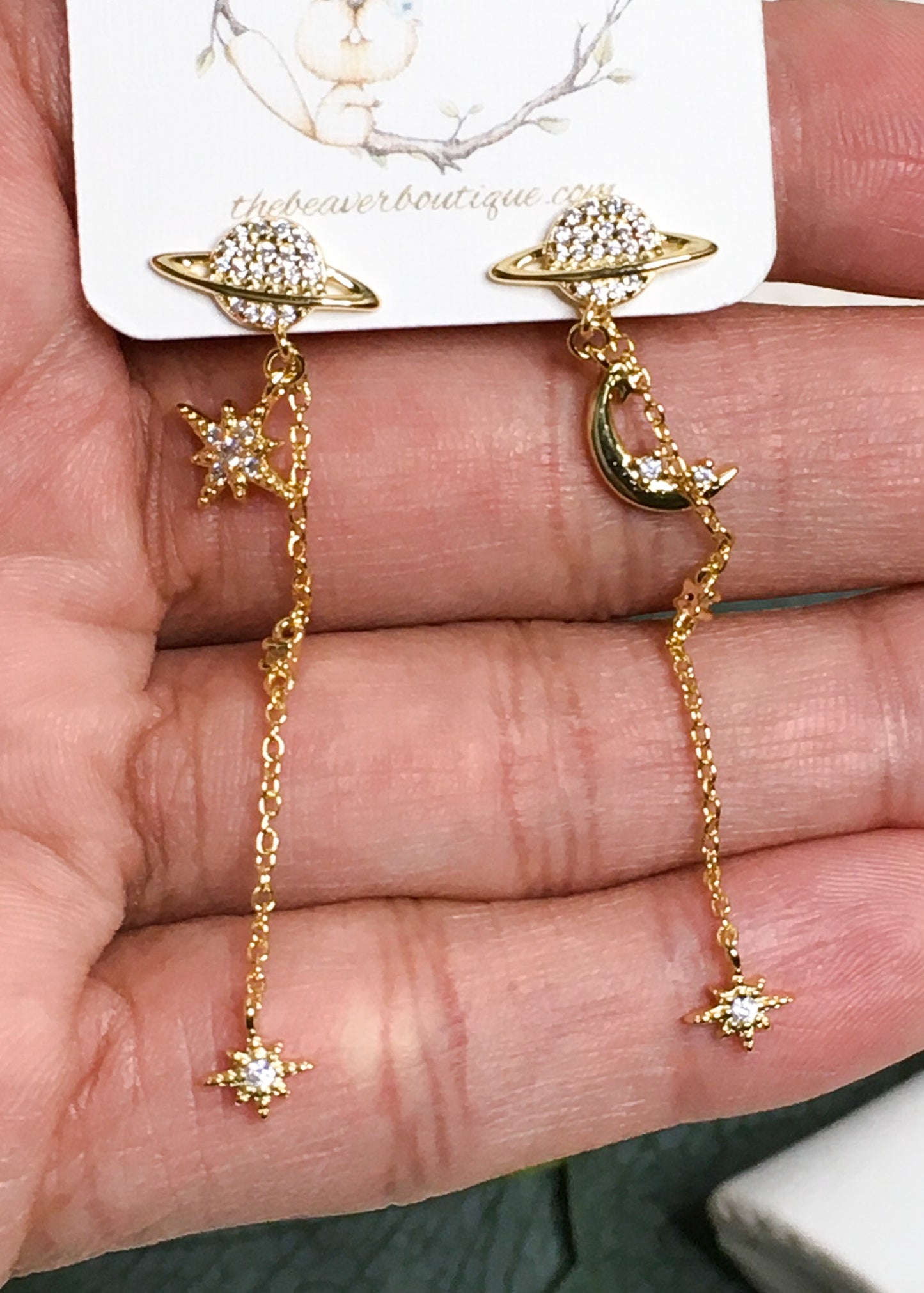 Saturn Earrings-Gold