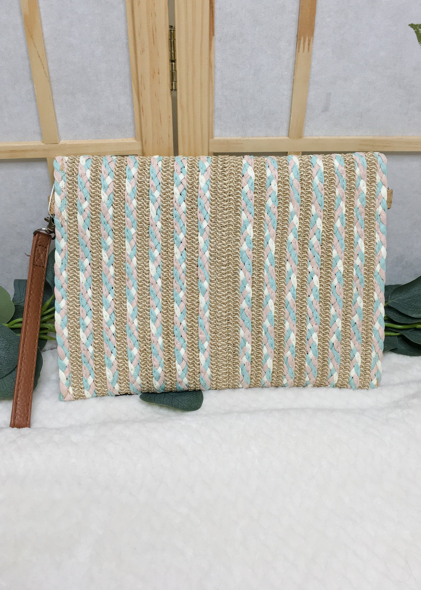 Woven Crossbody + Clutch Bag- Multi