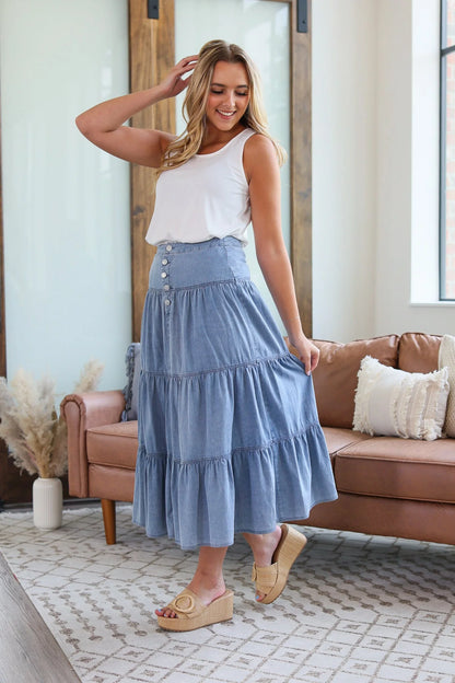 Denim Midi Skirt