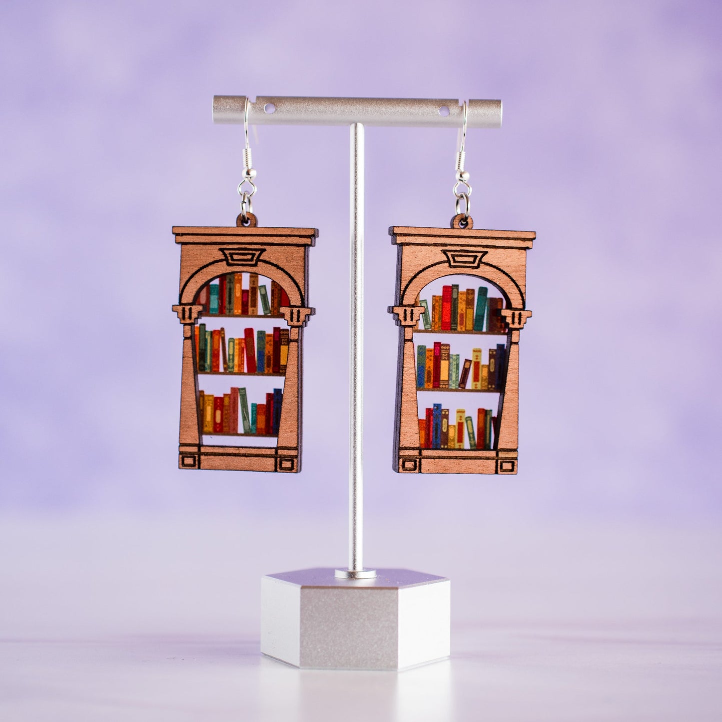 Bookcase Wooden Earrings