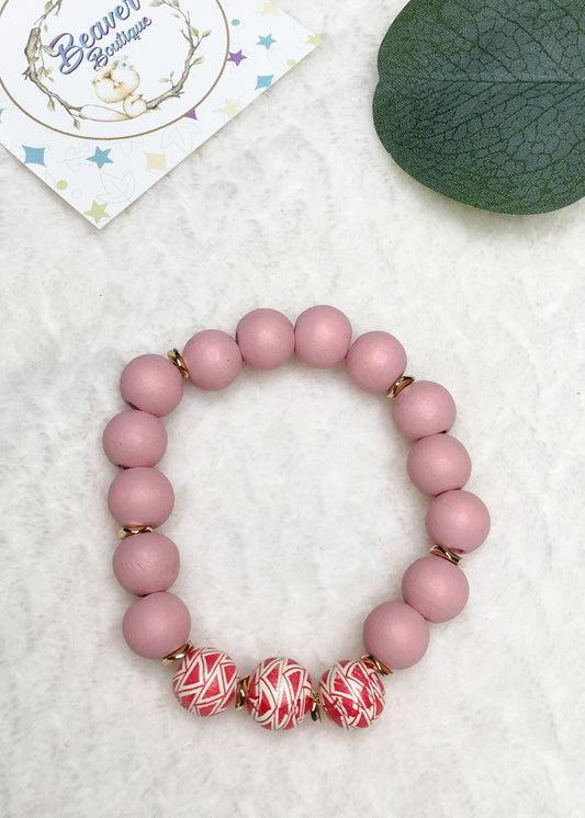 Wooden Bracelets: Pink