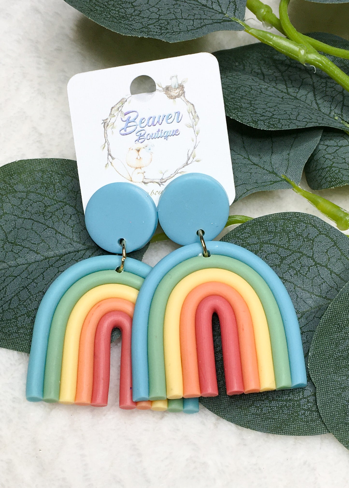 Clay Rainbow Earrings: Blue