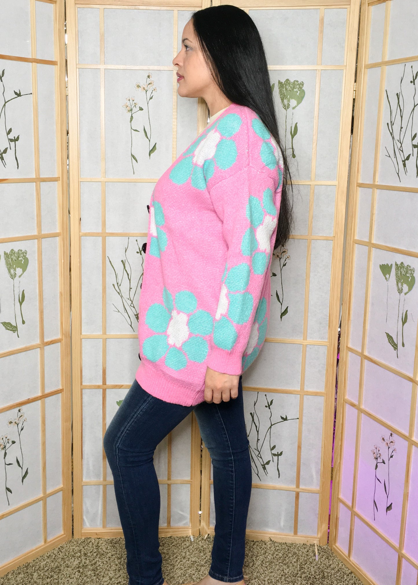 Witch Hazel Floral Sweater in Pink