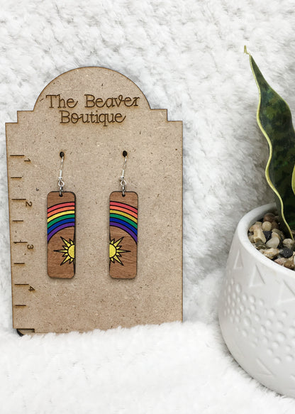 Rainbow and Sunshine Dangle Earrings